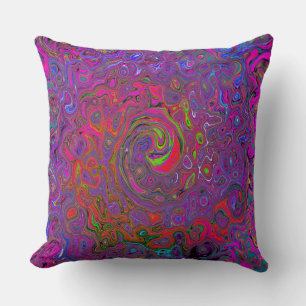 Psychedelic Groovy Magenta Retro Liquid Swirl Cushion