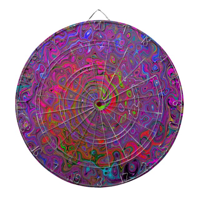 Psychedelic Groovy Magenta Retro Liquid Swirl Dartboard (Front)