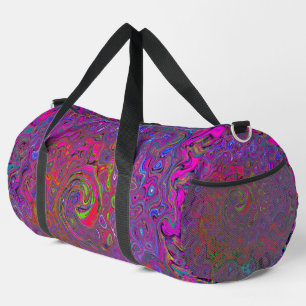 Psychedelic Groovy Magenta Retro Liquid Swirl Duffle Bag