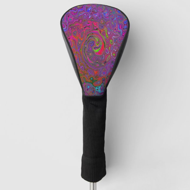 Psychedelic Groovy Magenta Retro Liquid Swirl Golf Head Cover (Front)