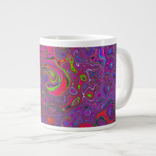 Psychedelic Groovy Magenta Retro Liquid Swirl Large Coffee Mug