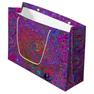Psychedelic Groovy Magenta Retro Liquid Swirl Large Gift Bag