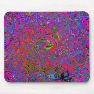 Psychedelic Groovy Magenta Retro Liquid Swirl Mouse Mat