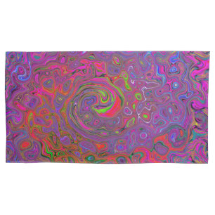 Psychedelic Groovy Magenta Retro Liquid Swirl Pillowcase