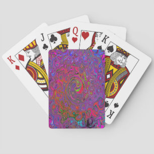 Psychedelic Groovy Magenta Retro Liquid Swirl Playing Cards