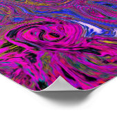 Psychedelic Groovy Magenta Retro Liquid Swirl Poster (Corner)