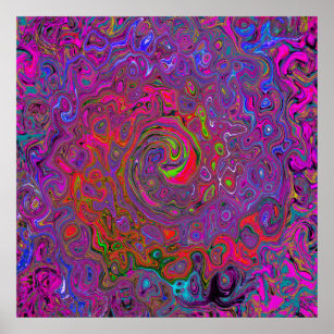 Psychedelic Groovy Magenta Retro Liquid Swirl Poster