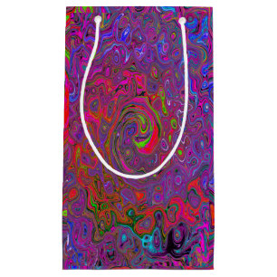 Psychedelic Groovy Magenta Retro Liquid Swirl Small Gift Bag