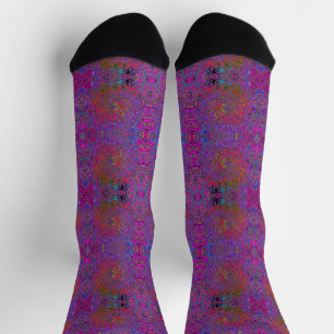 Psychedelic Groovy Magenta Retro Liquid Swirl Socks