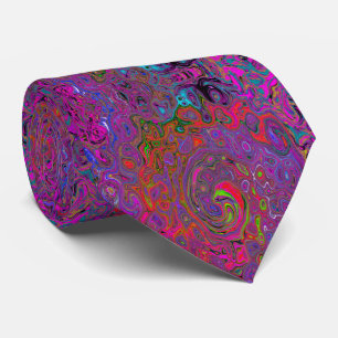 Psychedelic Groovy Magenta Retro Liquid Swirl Tie