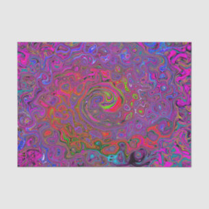 Psychedelic Groovy Magenta Retro Liquid Swirl Tissue Paper
