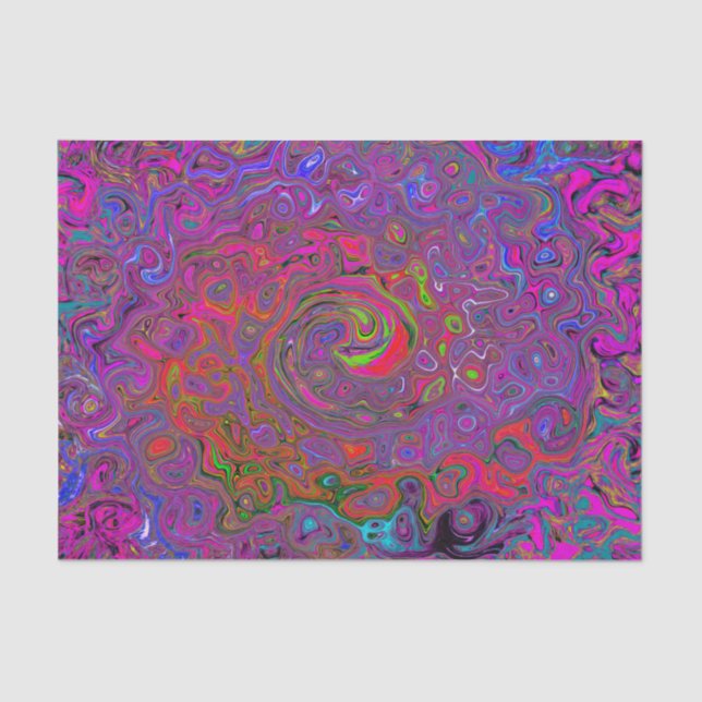 Psychedelic Groovy Magenta Retro Liquid Swirl Tissue Paper (Front)