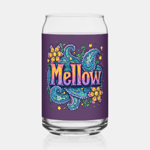 Psychedelic Groovy "Mellow" Retro Hippie Art Can Glass