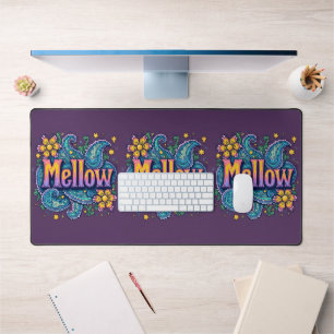 Psychedelic Groovy "Mellow" Retro Hippie Art Desk Mat