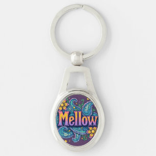 Psychedelic Groovy "Mellow" Retro Hippie Art Key Ring