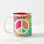 Psychedelic Groovy Peace Sign & Heart Love Mug ♥ (Left)