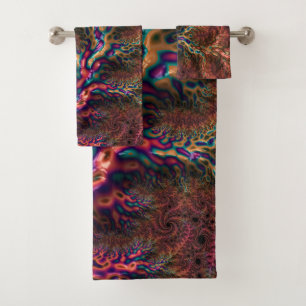 Psychedelic Groovy Trippy Funky Colourful Fractal Bath Towel Set