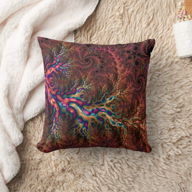Psychedelic Groovy Trippy Funky Colourful Fractal Cushion (Blanket)