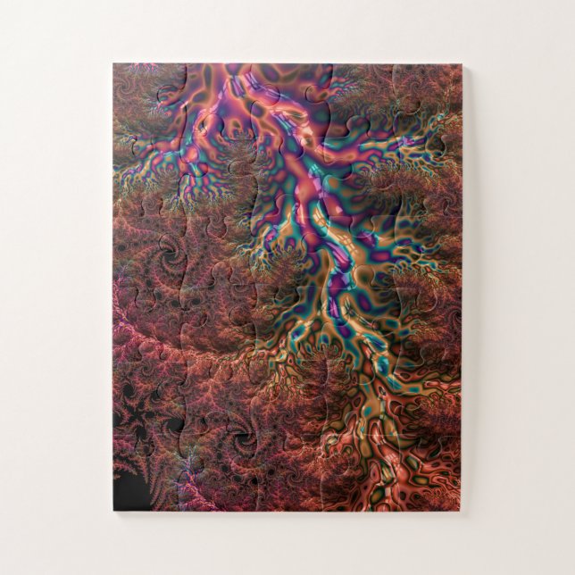 Psychedelic Groovy Trippy Funky Colourful Fractal Jigsaw Puzzle (Vertical)