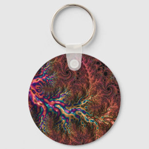 Psychedelic Groovy Trippy Funky Colourful Fractal Key Ring