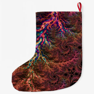 Psychedelic Groovy Trippy Funky Colourful Fractal Large Christmas Stocking