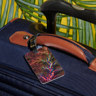 Psychedelic Groovy Trippy Funky Colourful Fractal Luggage Tag