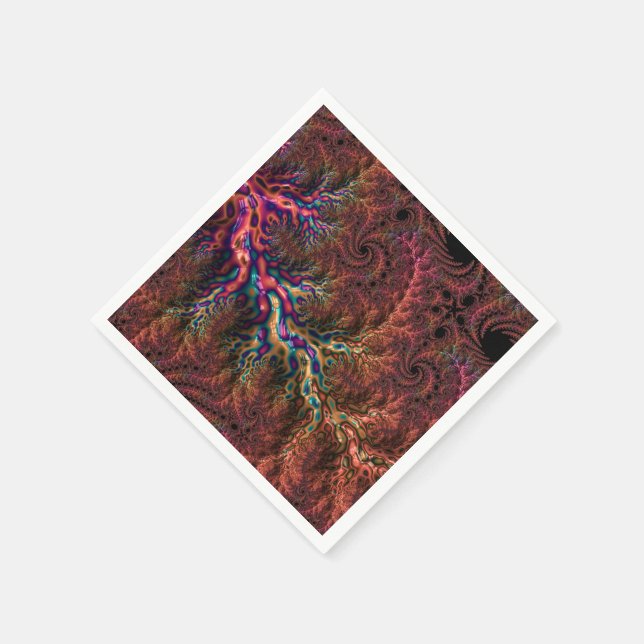 Psychedelic Groovy Trippy Funky Colourful Fractal Napkin (Corner)