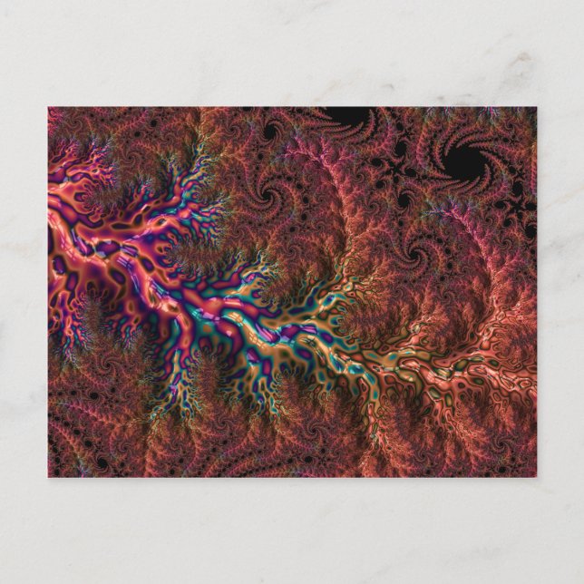 Psychedelic Groovy Trippy Funky Colourful Fractal Postcard (Front)