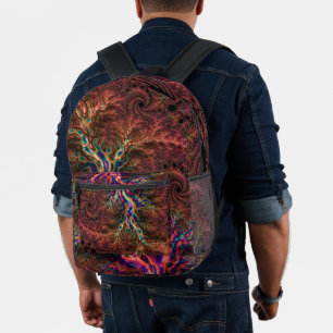 Psychedelic Groovy Trippy Funky Colourful Fractal Printed Backpack