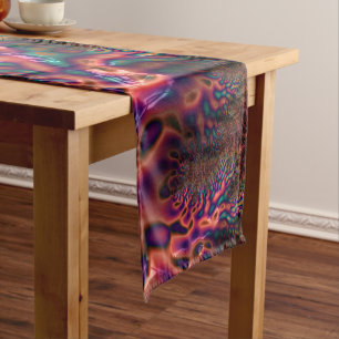 Psychedelic Groovy Trippy Funky Colourful Fractal Short Table Runner