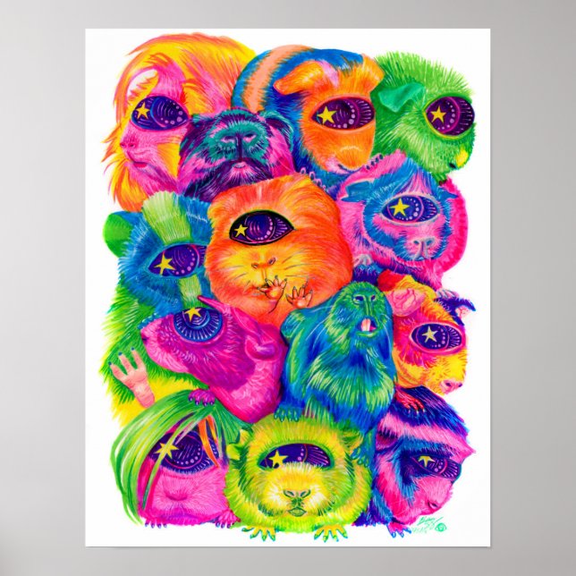 Psychedelic Guinea Pig Pile Print (Front)
