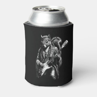 Psychedelic Guitar Squirrel - Funny Vintage Rock Can Cooler