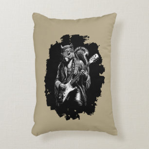 Psychedelic Guitar Squirrel - Funny Vintage Rock Decorative Cushion