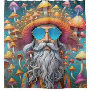 Psychedelic Guru Trippy Hippie Mushroom  Shower Curtain