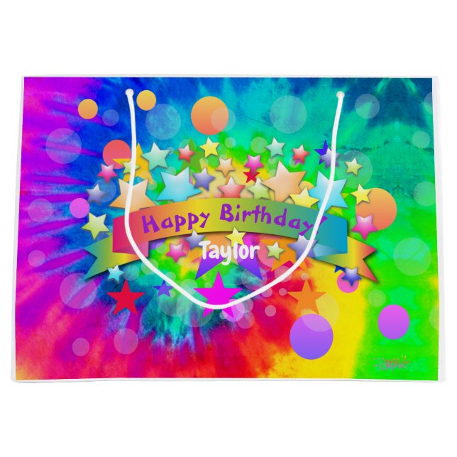 Psychedelic Happy Birthday Gift Bag HAMbyWG (Front)