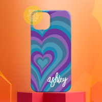 Psychedelic Hearts Calligraphy Script Name Purple