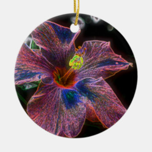 Psychedelic Hibiscus Flower Ornament