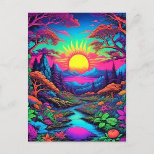 Psychedelic Hippie Art Postcard