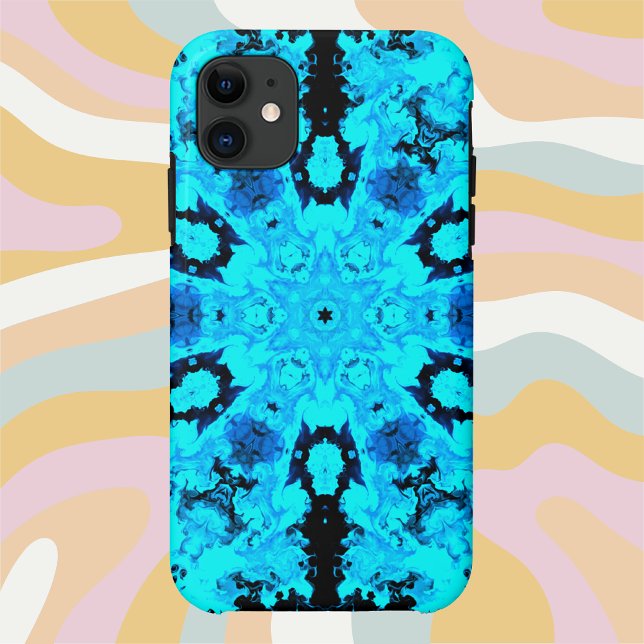 Psychedelic Hippie Blue and Black Case-Mate iPhone Case (Creator Uploaded)