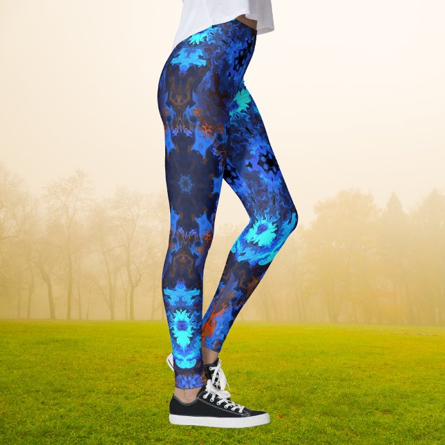Psychedelic Hippie Blue and Orange Leggings (Creator Uploaded)