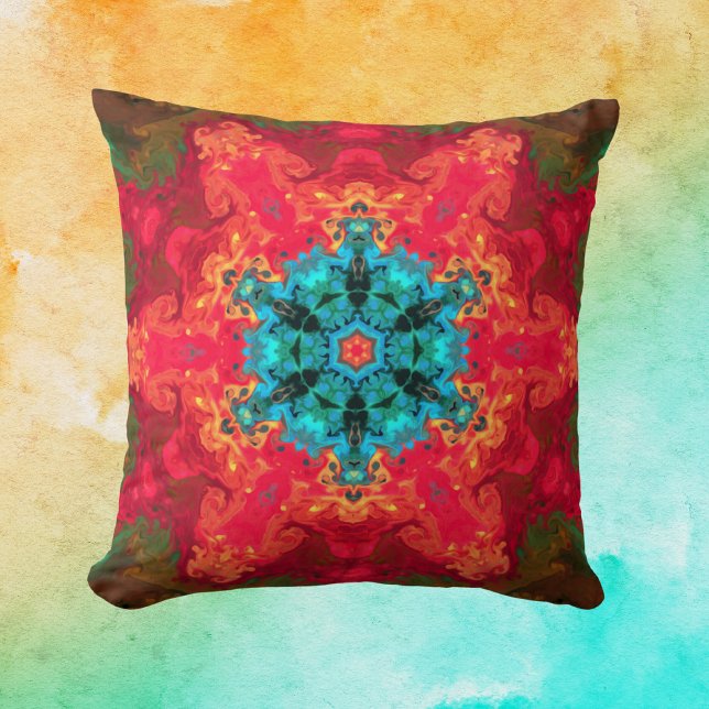 Psychedelic Hippie Blue and Red Cushion (Creator Uploaded)