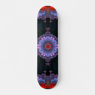 Psychedelic Hippie Blue and Red Skateboard