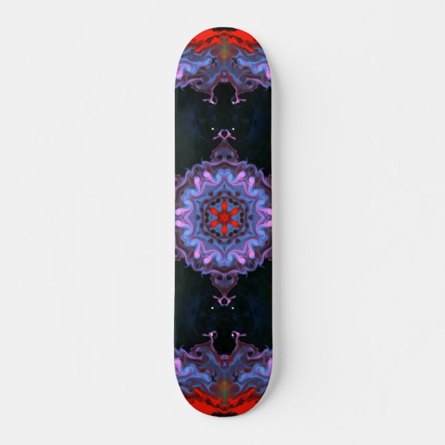 Psychedelic Hippie Blue and Red Skateboard (Front)