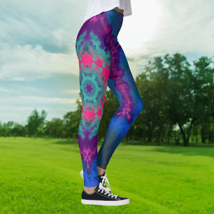 Psychedelic Hippie Blue Pink and Purple Leggings