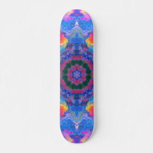 Psychedelic Hippie Blue Pink and Yellow Skateboard