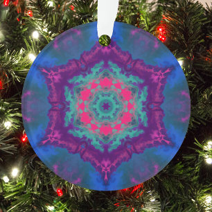 Psychedelic Hippie Blue Purple and Pink Ornament