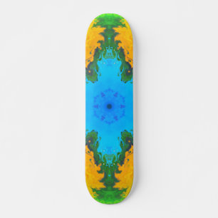 Psychedelic Hippie Blue Yellow and Green Skateboard