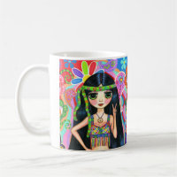 Psychedelic Hippie Chick Peace Sign Cute 1960s