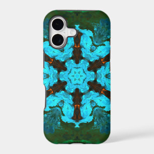 Psychedelic Hippie Flower Blue and Green