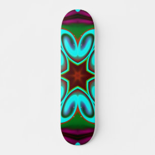 Psychedelic Hippie Flower Blue Green and Purple Skateboard